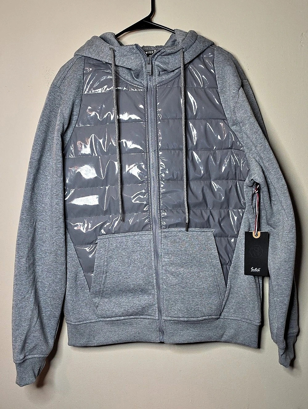 Switch Heather Grey Zip-Front Puffer Hoodie